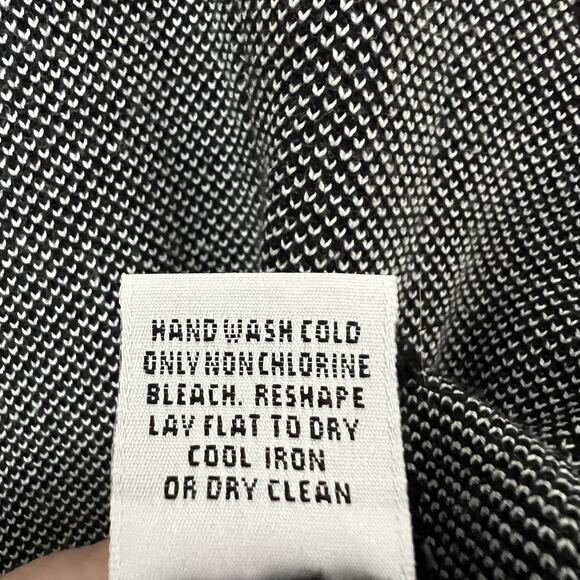 Talbots Sweater Womens Small Black White Made Italy Button Cardigan Knit Pockets - Picture 7 of 11